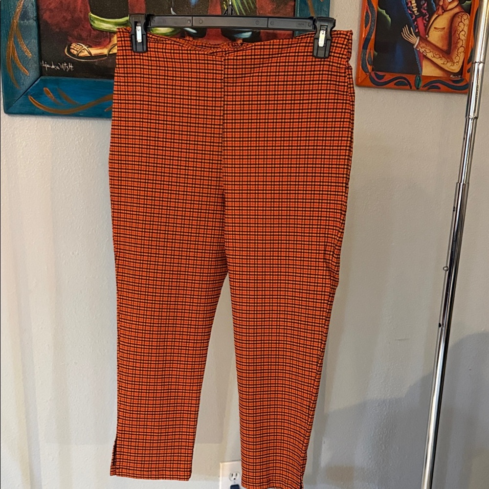 Unique Vintage Orange Plaid Chinos